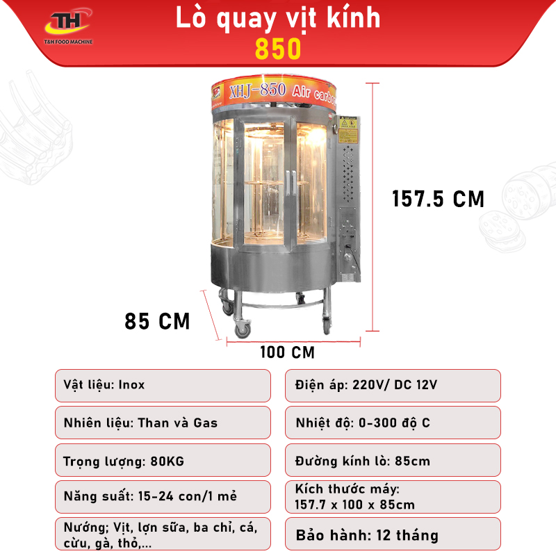 LÒ QUAY VỊT KÍNH 850